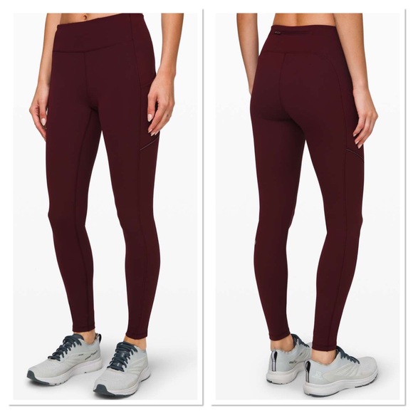 🍋 Lululemon maroon full length Speed Up Tight 28” leggings - Picture 1 of 14